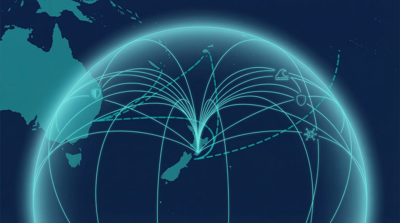 South Pacific node map centered on New Zealand