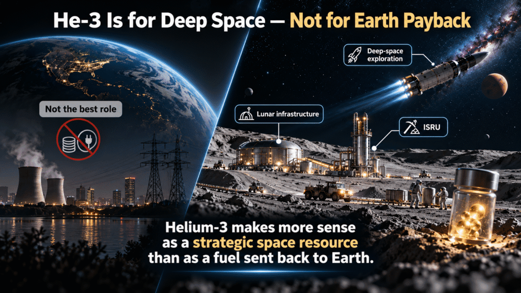 helium-3-deep-space-resource-not-earth-payback.jpg Helium-3 shown as a strategic lunar resource for ISRU and deep-space exploration rather than an Earth electricity commodity